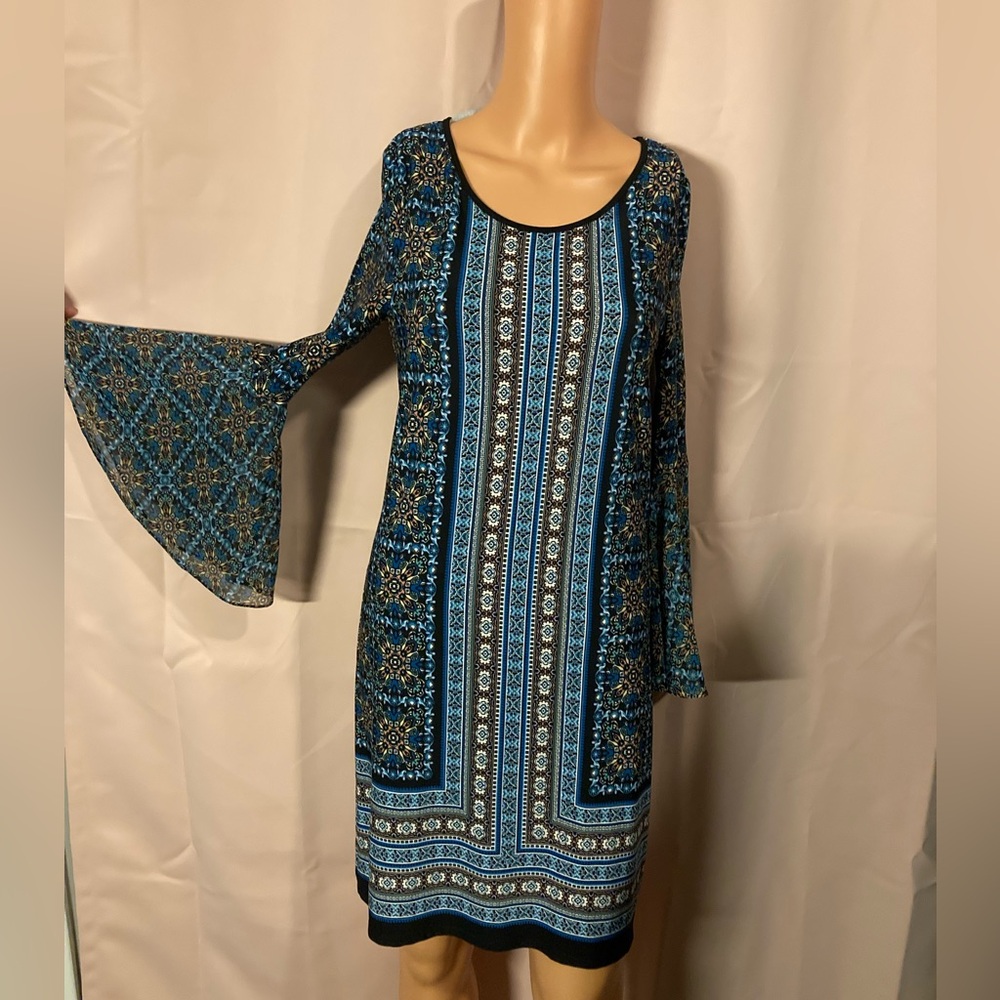 Laundry by Design Long Sleeve Blue and Black Dress